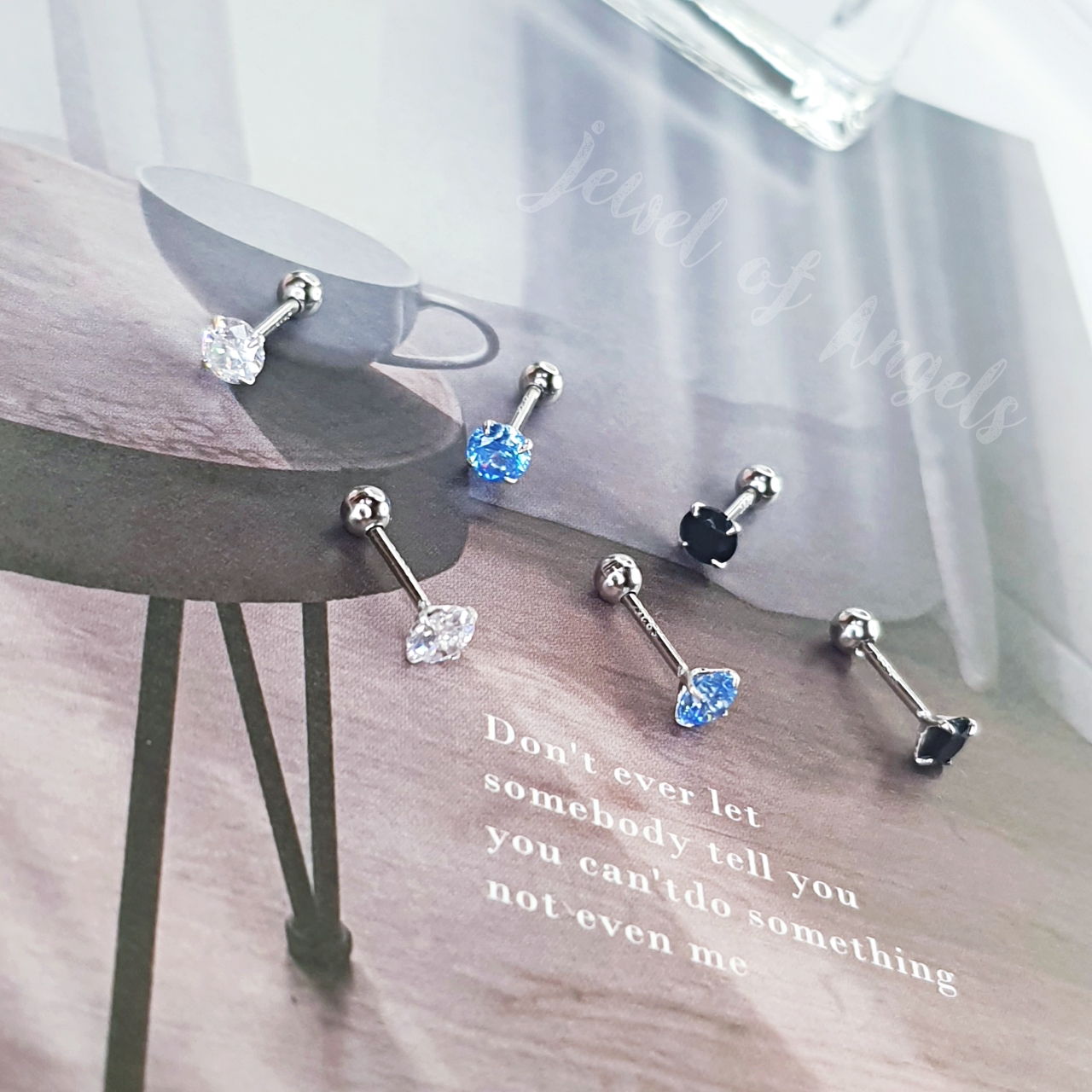 ต่างหูเงินแท้ S925 รุ่น Ice ต่างหูก้านเสียบ จิวกลม เพชรCZ แป้นหลังบอลกลม สีขาวใส สีดำ สีฟ้า เงินแท้ทั้งชิ้น ตุ้มหูมินิมอล Silver925