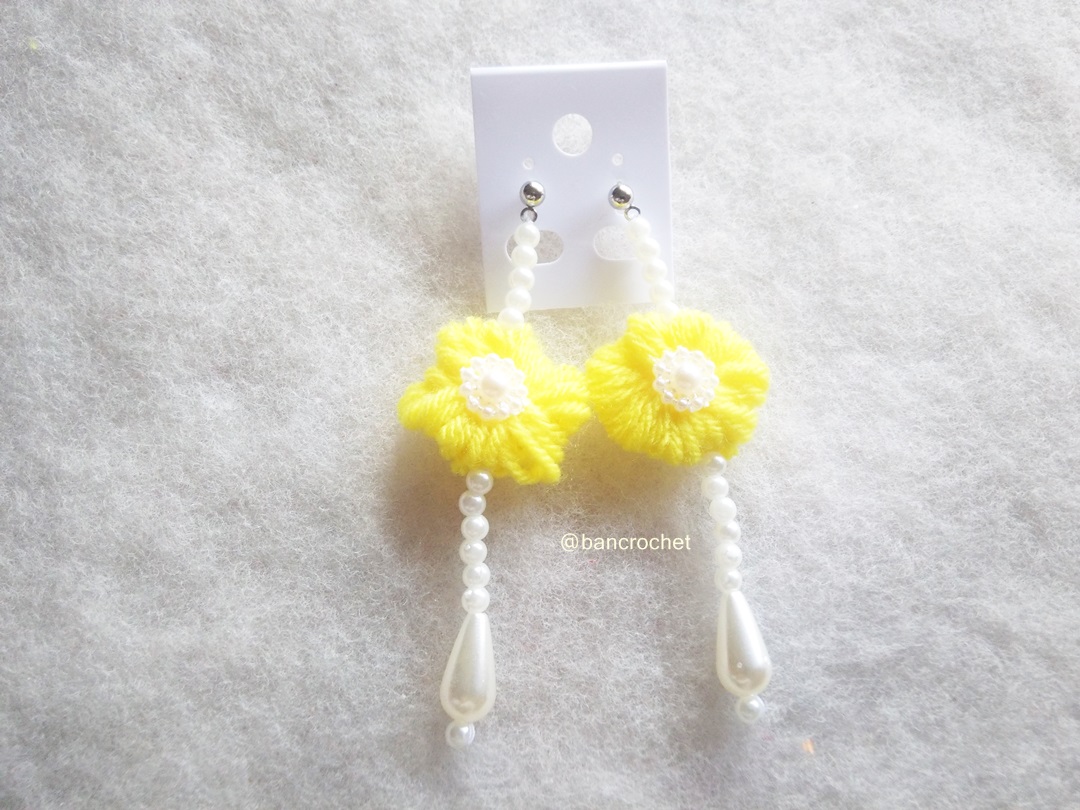 Bancrochet ต่างหูถักโครเชต์ crochet earrings หลากสี 4-6 นิ้ว