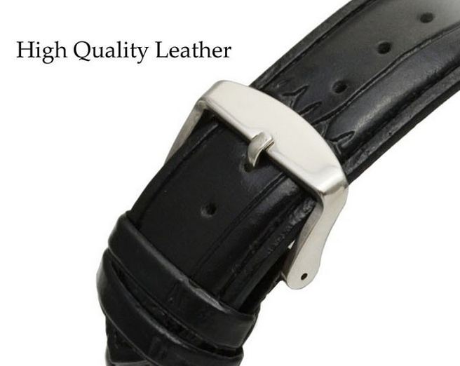 นาฬิกาข้อมือผู้ชาย โชว์กลไก Automatic watch สายหนังแท้ สีดำ ทนทาน มีระบบปรับ วันที่อัตโนมัติ no 906017