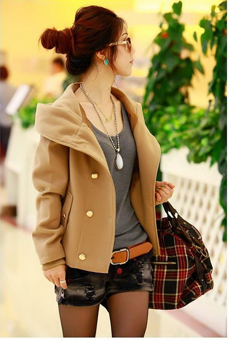 เสื้อโค๊ทกันหนาว ทรงสวย พร้อมส่ง สีน้ำตาลตามภาพ ผ้า wool น้ำตาล