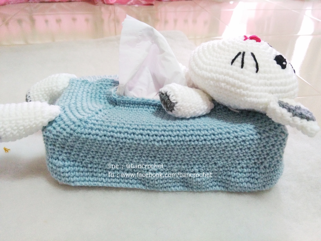 กล่องทิชชูถักตุ๊กตาแมว