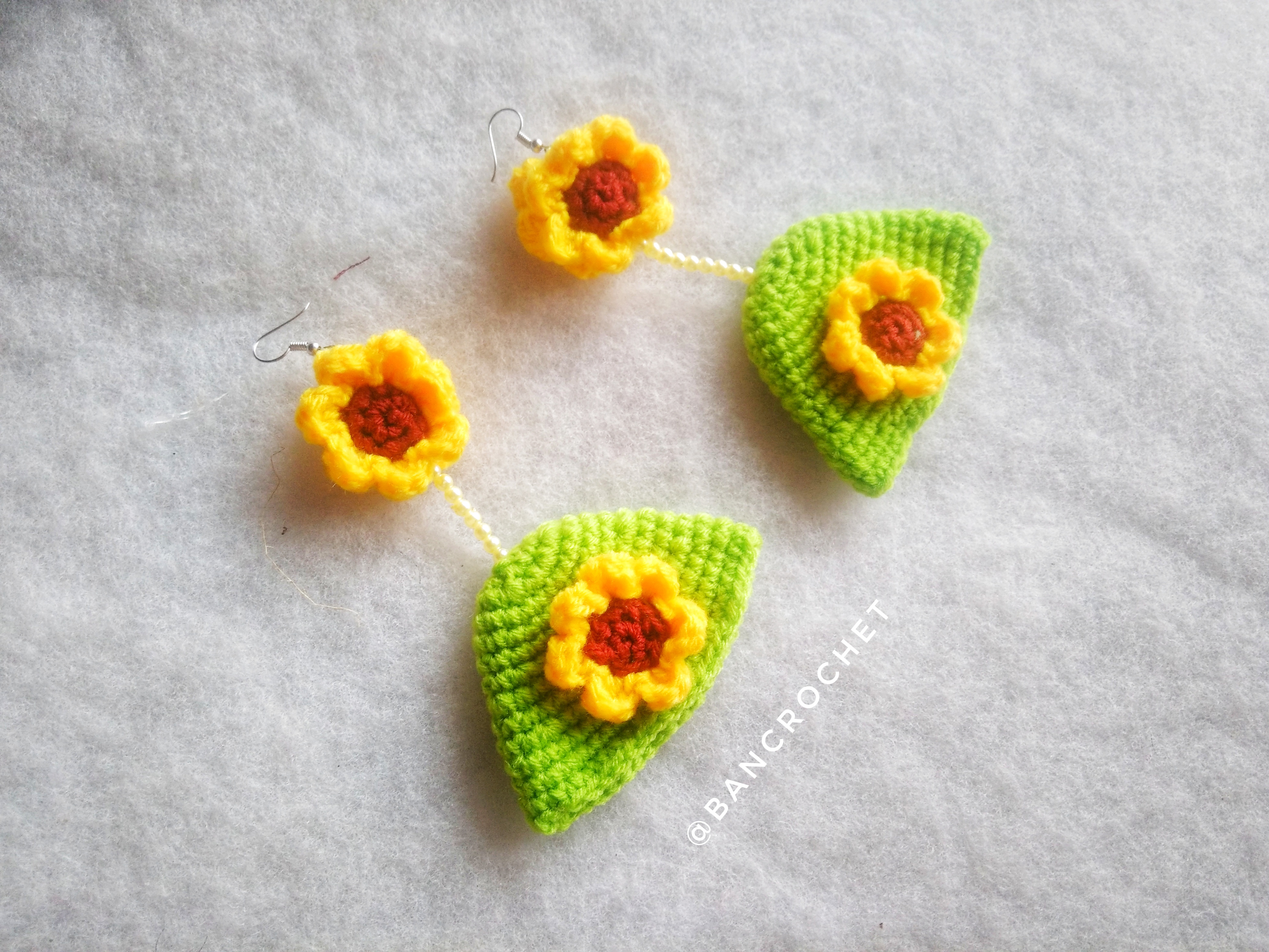 ต่างหูถักโครเชต์ crochet earrings หลากสี 5 นิ้ว