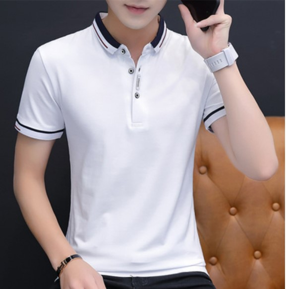 เสื้อ polo ผู้ชาย แบบวัยรุ่น สีพื้น ตัดขอบสีขาว ที่แขน และ คอปก เพิ่มความมีมิติ เสื้อ polo ใส่เที่ยว ทำงาน เท่ ๆ 700782