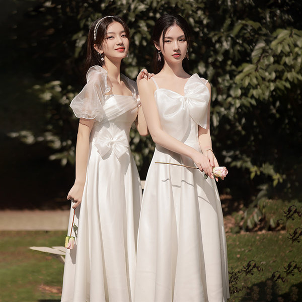 ชุดเพื่อนเจ้าสาวสีครีม ชุดเพื่อนเจ้าสาว ชุดไปงานแต่งงาน