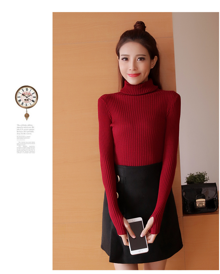 สีแดงเข้ม : เสื้อสเวตเตอร์ ไหมพรมคอเต่าพับได้ ผ้าร่อง ยืดได้เยอะ หุ้มถึงมือ พร้อมส่ง