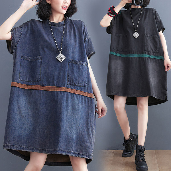 เสื้อทีเชิ้ตคนอ้วนผู้หญิงสไตล์คอตตอนลินินมีไซต์อก 47-48 นิ้ว