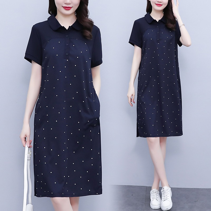 เดรสแขนสั้น มีไซส์ L-5XLอก 38-48 นิ้ว ใส่ได้ทั้งสาวหุ่นดีน่ารักจนถึงสาวอวบพลัสไซส์