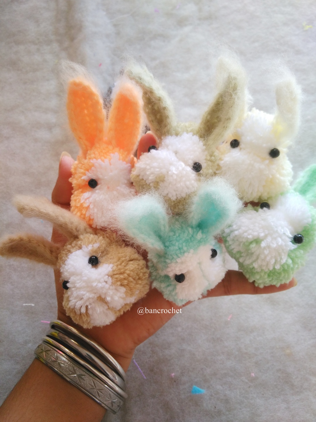 ปอมปอมตุ๊กตากระต่าย pompoms dolls หลากสี 3 นิ้ว