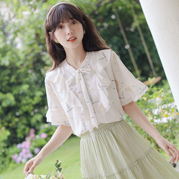 เสื้อลูกไม้ แขนสั้น