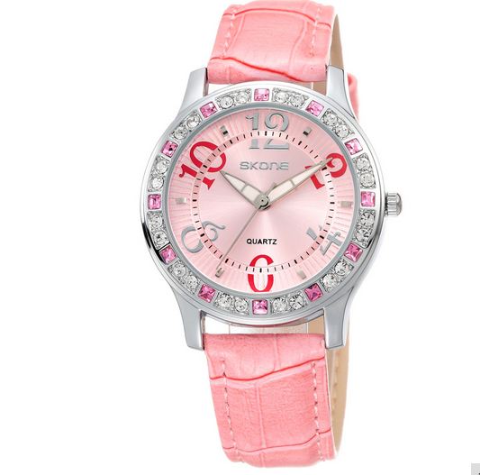 นาฬิกาข้อมือ ผู้หญิง สายหนัง ฝังเพชร คริสตัล ออสเตเรีย รอบตัวเรือน เพิ่มความ หรูหรา มีระดับ สีฟ้า สวยใส สีขาว เรียบร้อย ชมพู สวยหวาน 738828