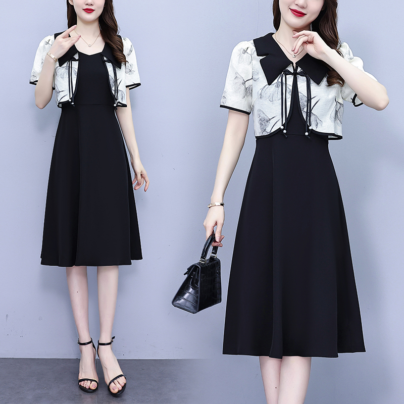 เดรสสีดำ ชุดเดรสคนอ้วน ชุดเดรสสาวพลัสไซส์ XL-5XL