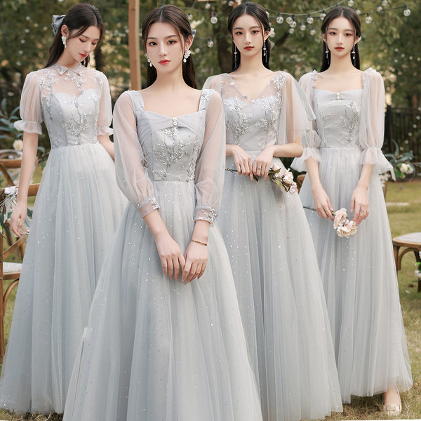 ชุดเพื่อนเจ้าสาวสีเทา ชุดเพื่อนเจ้าสาว ชุดไปงานแต่งงาน