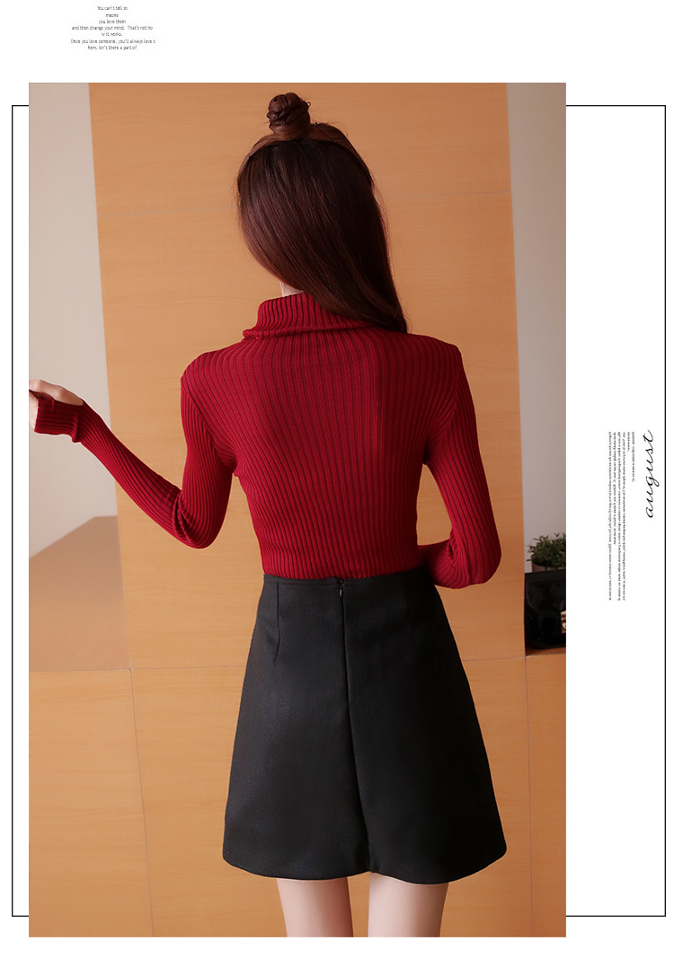 สีแดงเข้ม : เสื้อสเวตเตอร์ ไหมพรมคอเต่าพับได้ ผ้าร่อง ยืดได้เยอะ หุ้มถึงมือ พร้อมส่ง