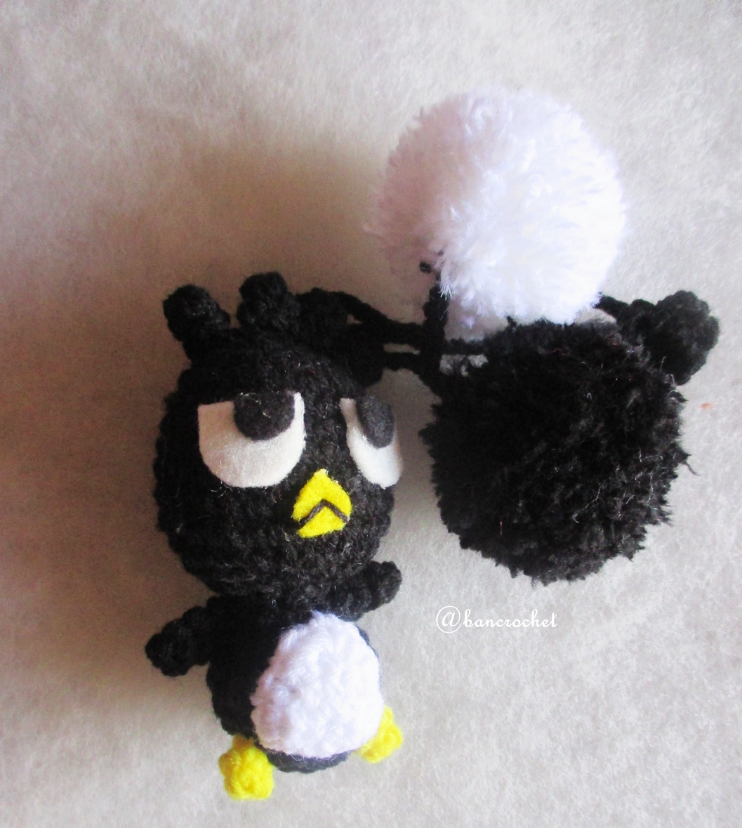 ที่ห้อยกระเป๋า พวงกุญแจตุ๊กตาแบดแบดมารุปอมปอม dolls pom pom amigurumi crochet keychain
