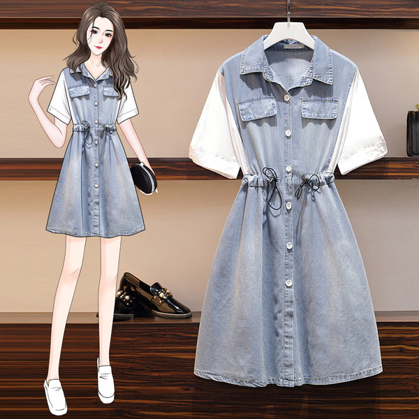เดรสคนอ้วน เดรสสาวอวบ ชุดเดรสคนอ้วนวัยรุ่นแขนสั้น BY PLUS SIZE Girl