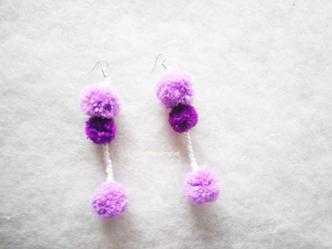 ต่างหูถักโครเชต์ crochet earrings หลากสี 5 นิ้ว