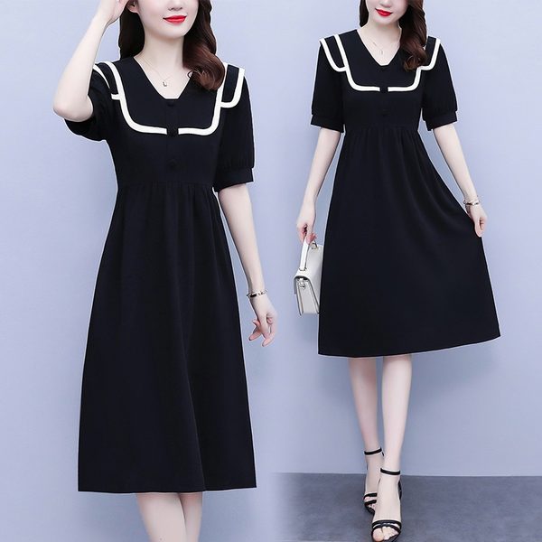 เดรสคนอ้วน เดรสสาวอวบ ชุดเดรสคนอ้วนวัยรุ่นแขนสั้น BY PLUS SIZE Girl