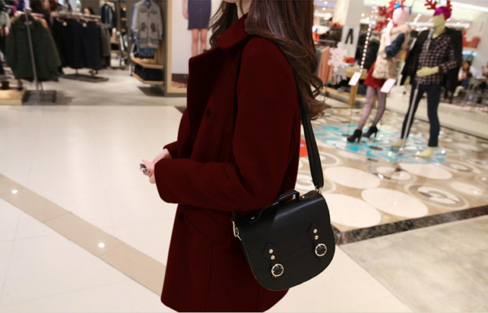 เสื้อโค้ทกันหนาว กระดุม 2 แถว สไตล์เกาหลี พร้อมส่ง red wine