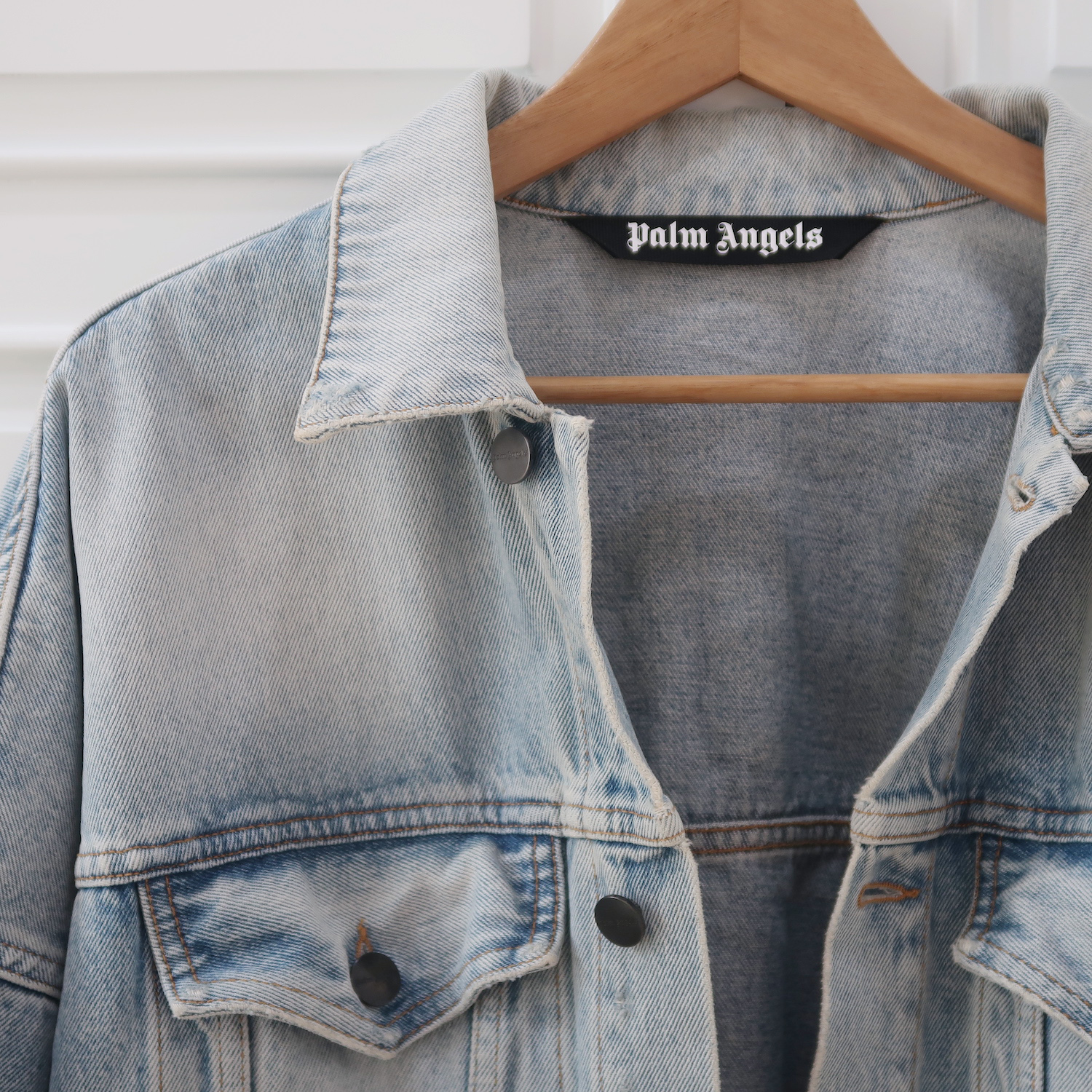 Palm Angels Blue Denim Logo Jackets