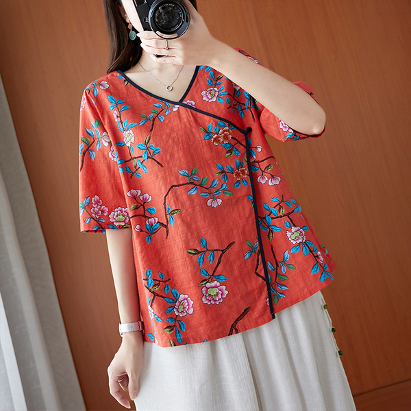 เสื้อผ้าฝ้าย เสื้อผ้าลินิน สไตล์ฤดูร้อน BY Lian Zhi Cotton and linen art สไตล์VINTAGE มีขนาดไซส์อกประมาณ 35-40 นิ้ว