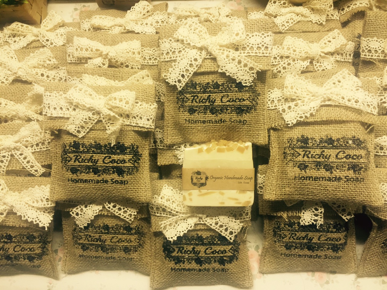 ซองผ้ากระสอบใส่สบู่...ร้านสบู่ Ricy Coco....