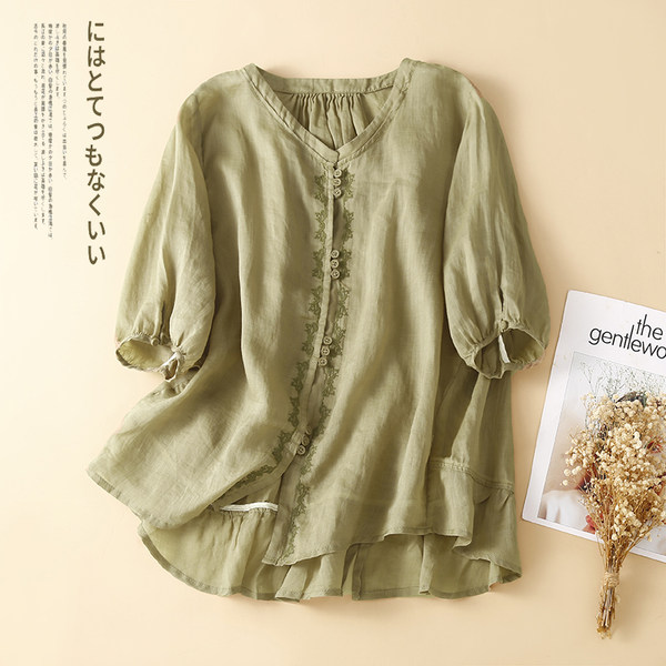 เสื้อลินิน แบบเสื้อสวยๆ เสื้อผ้าฝ้ายลินิน เสื้อเชิ้ตผ้าลินิน BY LININ
