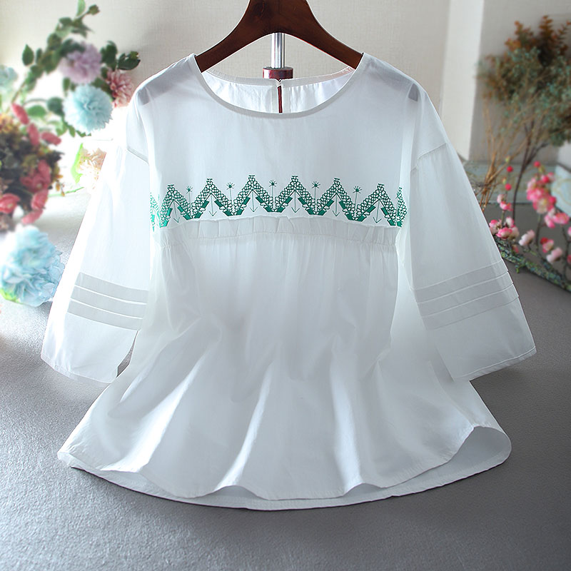 เสื้อลินิน เสื้อผ้าฝ้ายลินิน เสื้อเชิ้ตผ้าลินิน ปักลายสวยๆด้วยด้าย สไตล์VINTAGE