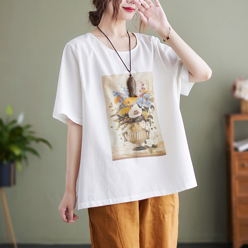 เสื้อลินินคนอ้วน เสื้อทีเชิ้ตคนอ้วนผู้หญิง เสื้อทีเชิ้ตตัวใหญ่ By Literary Plus size