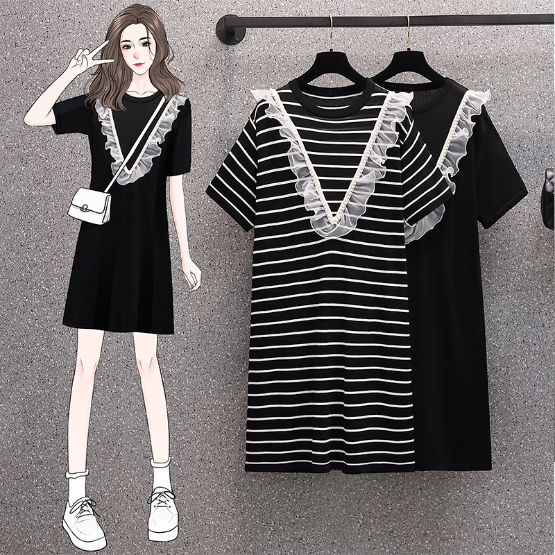 เดรสแขนสั้น มีไซส์ L-4XLอก 38-47 นิ้ว ใส่ได้ทั้งสาวหุ่นดีน่ารักจนถึงสาวอวบพลัสไซส์