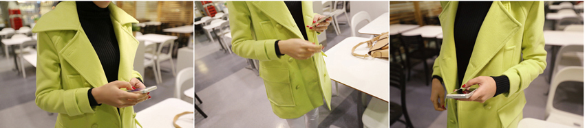 Korean hot double-breasted long-sleeved coat โค้ททรงสวยสีเขียวนีออน แบรนด์ RJ STORY แท้ พร้อมส่ง สีเขียวนีออน ตามภาพ สีจริงสวยค่ะ