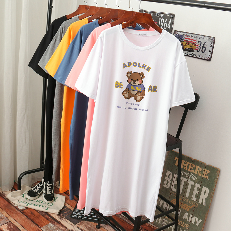 เดรสสไตล์เสื้อยืด S-3XL(อกเสื้อยืด 43- 51 นิ้ว)ใส่สบายๆอยู่บ้าน ใส่นอน