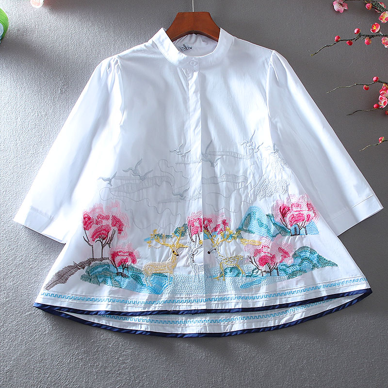 เสื้อลินิน เสื้อผ้าฝ้ายลินิน เสื้อเชิ้ตผ้าลินิน ปักลายสวยๆด้วยด้าย สไตล์VINTAGE BY Dreamroom