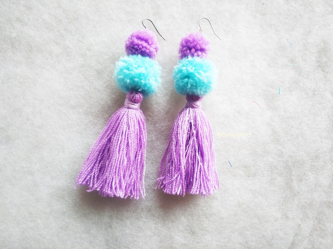 ต่างหูถักโครเชต์ crochet earrings หลากสี 4-6 นิ้ว