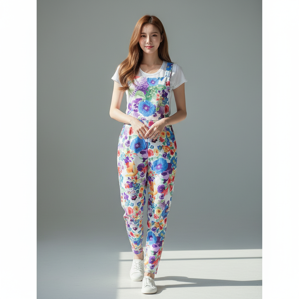 👖 Jumpsuit633 ชุดเอี๊ยมกางเกงขายาว ผ้าฮานาโกะ ลายดอกไม้ ดูชิคมีสไตล์ แมทช์ง่ายกับเสื้อยืด เสื้อเชิ้ต หรือเสื้อกล้าม ได้ลุคที่เปลี่ยนไปตามโอกาส