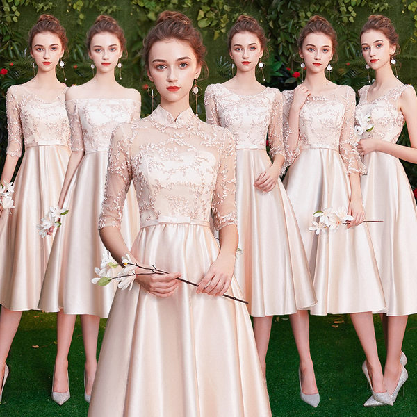 ชุดเพื่อนเจ้าสาวสีครีม ชุดเพื่อนเจ้าสาว ชุดไปงานแต่งงาน