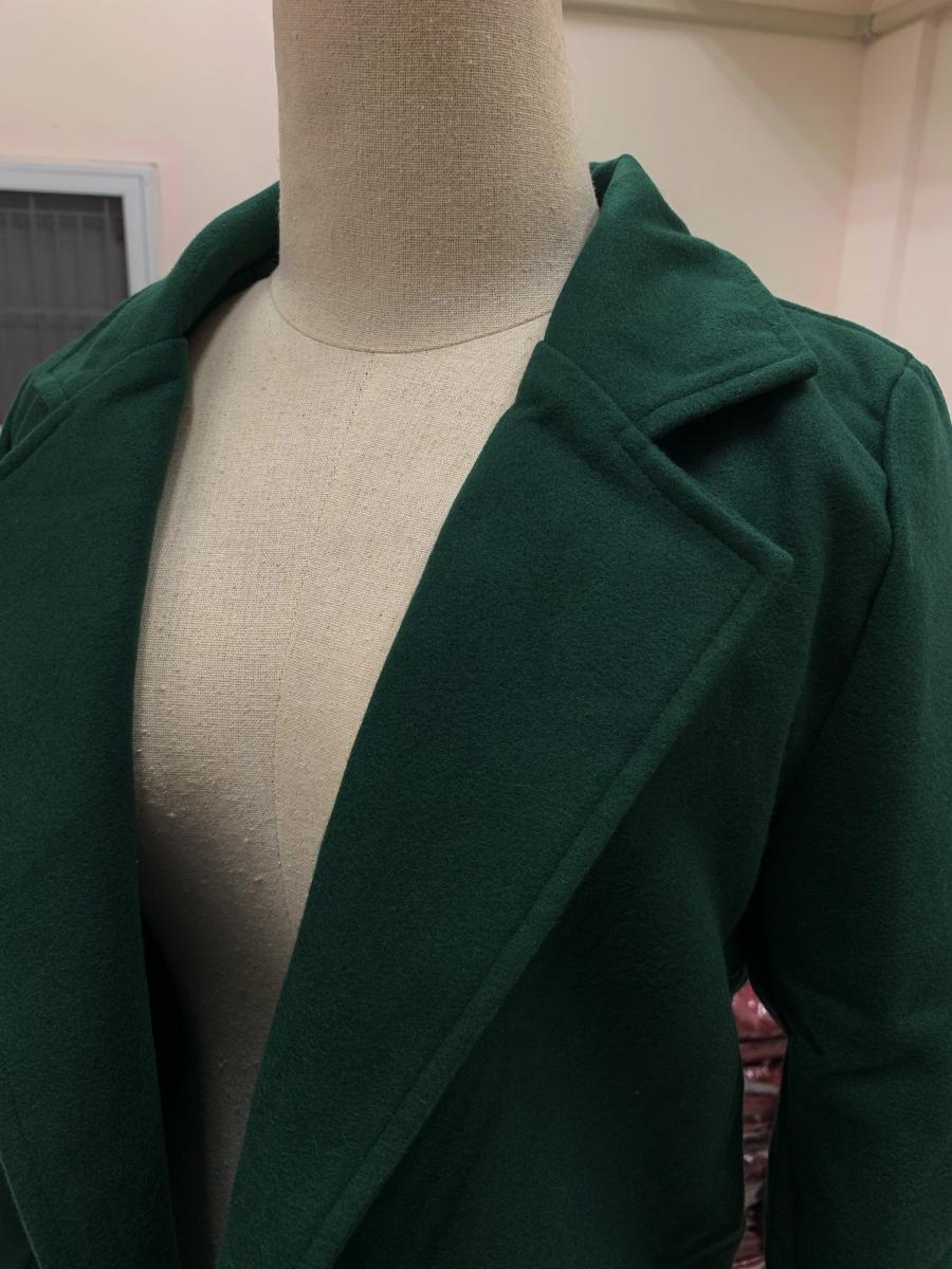 เสื้อโค้ทกันหนาว สไตล์เกาหลี ทรงเรียบง่าย ทรงยาว ผ้าวูลผสมบุซับในกันลม พร้อมส่ง เขียวเข้ม