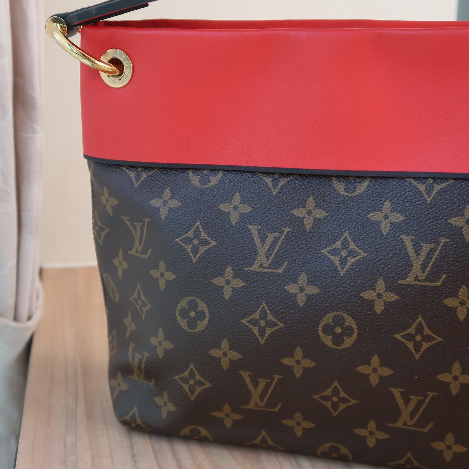 Louis Vuitton Red Calfskin/ Monogram Tuileries Besace Bag