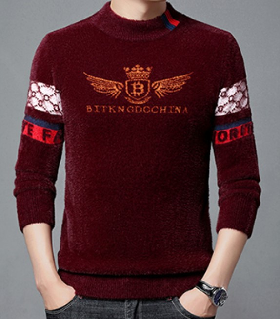 เสื้อกันหนาว ผู้ชาย แบบสวม เสื้อกันหนาว แบบสวย ๆ ลาย อักษร B กางปีก เสื้อกันหนาวขนแบบเท่ แฟชั่น ดีไซน์ 329218