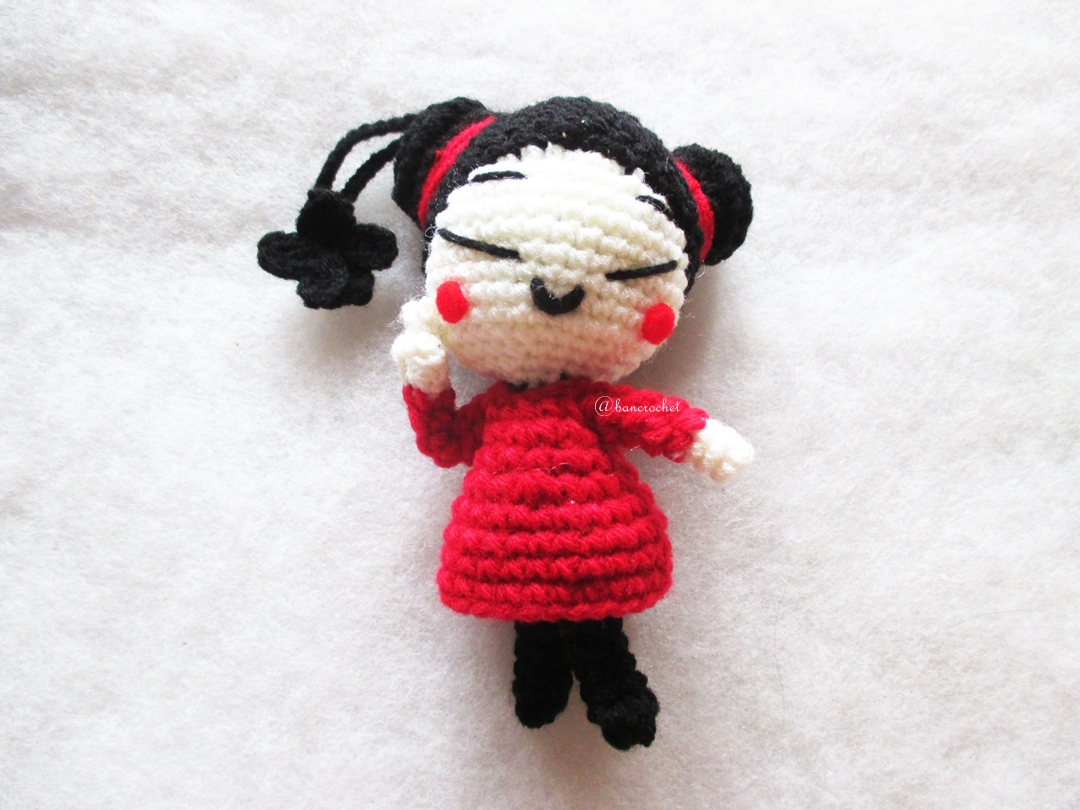 พวงกุญแจตุ๊กตาจีนถัก พวงกุญแจอาหมวยถักไหมพรม ขนาด 4 นิ้ว china doll crochet keychain 4 inch