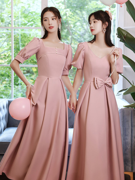 ชุดเพื่อนเจ้าสาว ชุดไปงานแต่งงาน ชุดเพื่อนเจ้าสาวสีชมพู