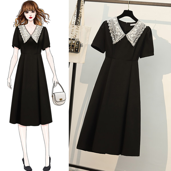 เดรสคนอ้วน เดรสสาวอวบ ชุดเดรสคนอ้วนวัยรุ่นแขนสั้น BY PLUS SIZE Girl