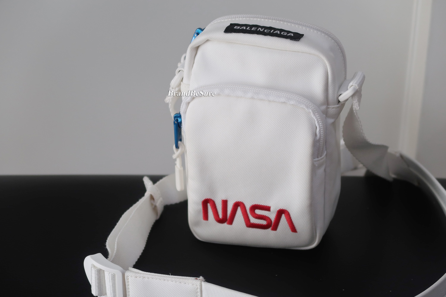Balenciaga White Canvas Nasa Mini Crossbody