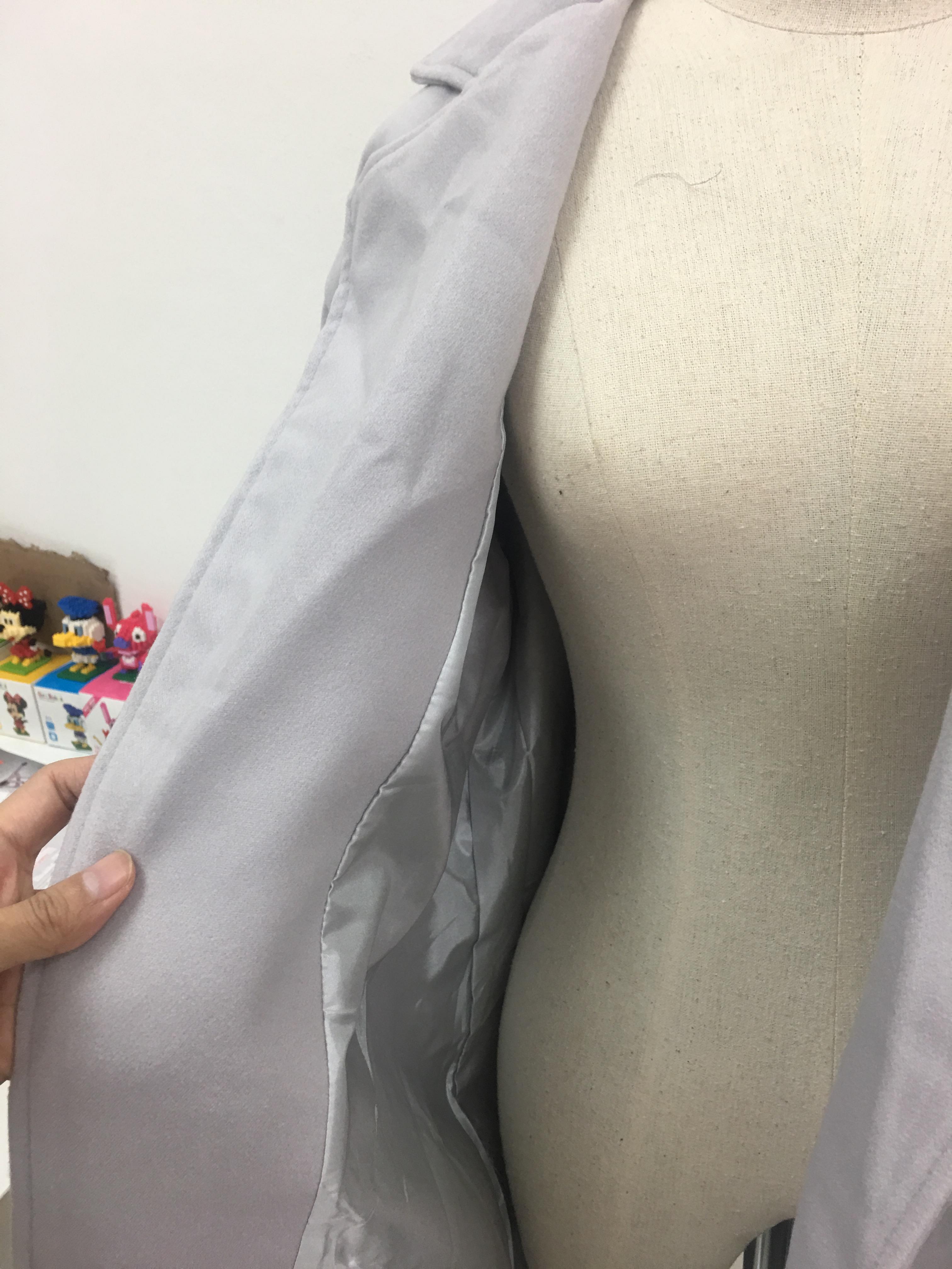 OverCoat เสื้อโค้ทกันหนาว ทรงโคล่งสีชมพูหม่น ผ้าวูลผสมเนื้อดี บุซับในกันลม พร้อมส่ง same pic