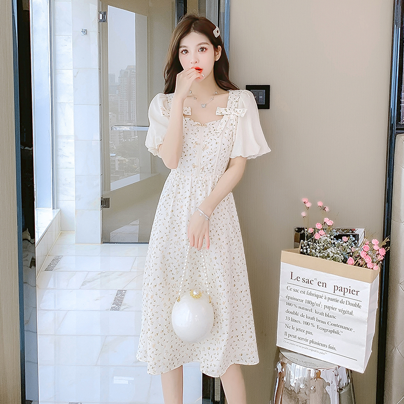 เดรสลูกไม้ เดรสชีฟองสวยๆ แขนสั้น By Meiyi women's clothing
