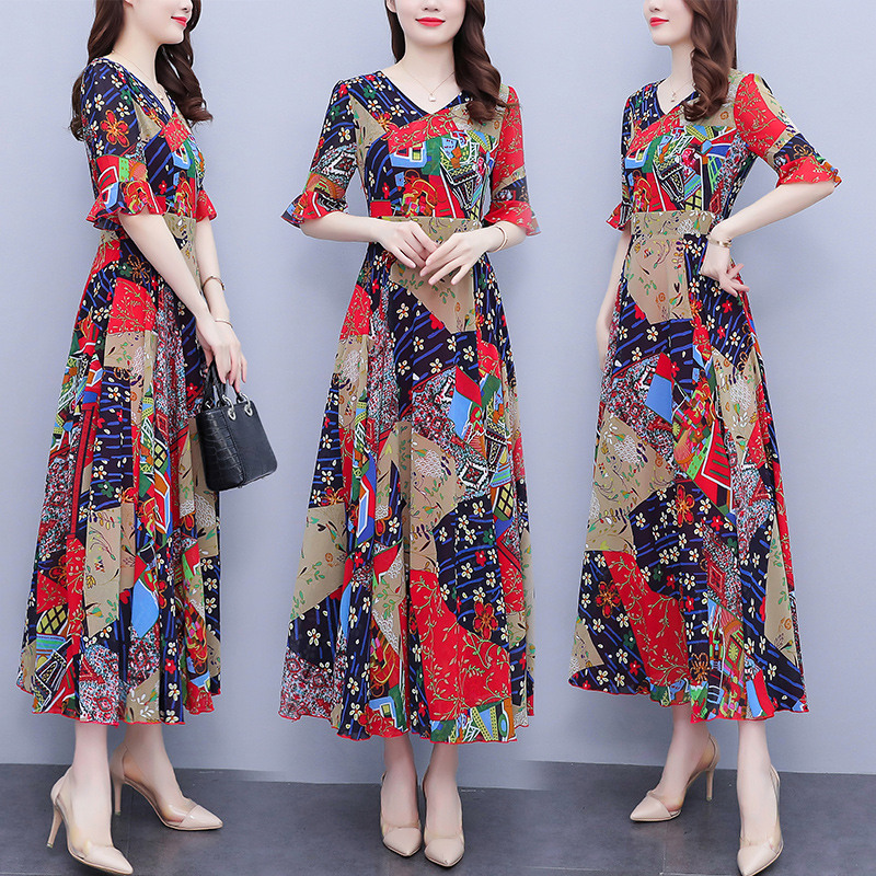เดรสแขนสั้น มีไซส์ L-5XLอก 38-48 นิ้ว ใส่ได้ทั้งสาวหุ่นดีน่ารักจนถึงสาวอวบพลัสไซส์