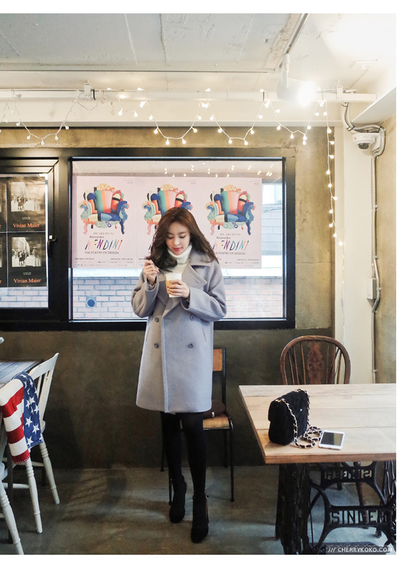 เสื้อโค้ทกันหนาว สไตล์เกาหลี หวานๆ ดีไซน์หรู งานดี ใส่ได้หลายแบบ ผ้าวูลเนื้อละเอียด บุซับในกันลม