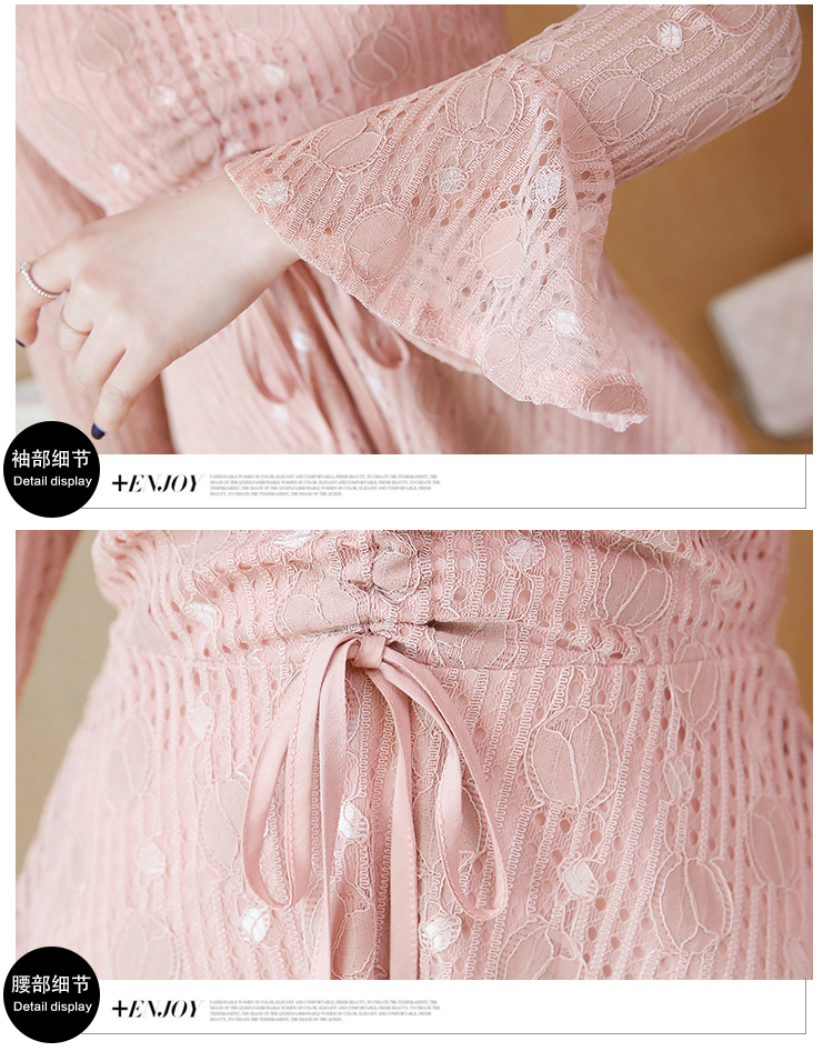 Dress4503 เดรสยาวลูกไม้ทรงสวย แขนยาวแต่งระบาย มีเชือกรูดกลางอกเก๋ๆ ดูมีดีเทล ผ้าลูกไม้เนื้อดีหนาสวยเกรดพรีเมียม งานดีผ้าสวยเหมือนราคาหลักพัน