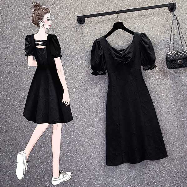 เดรสคนอ้วน เดรสสาวอวบ ชุดเดรสคนอ้วนวัยรุ่นแขนสั้น BY PLUS SIZE Girl