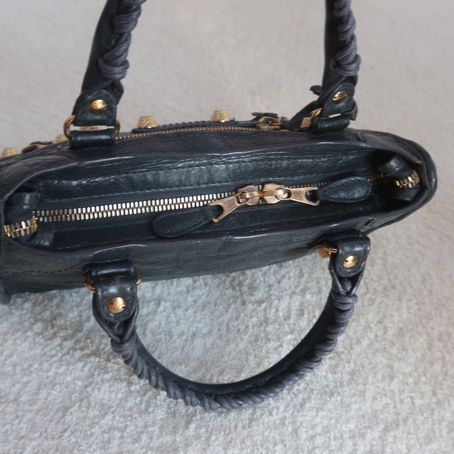 Balenciaga Grey Lambskin Mini City Giant G12 GHW