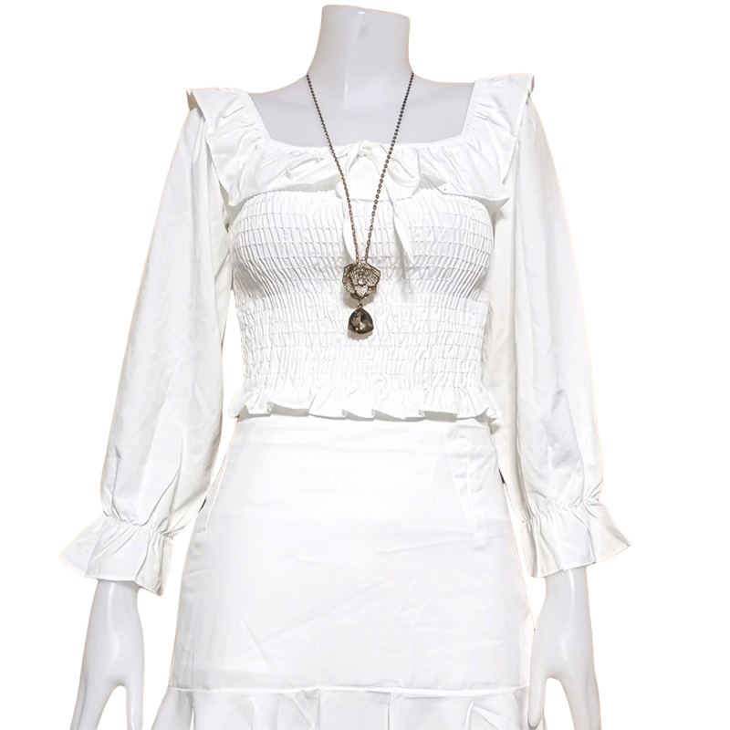 Blouse3892 รวมแบบเสื้อแฟชั่นวัยรุ่น เสื้อครอป เสื้อปาดไหล่ เสื้อสม็อค เสื้อรูดหน้า ผ้าไหมอิตาลี ผ้าชีฟอง งานแฟชั่นประตูน้ำ